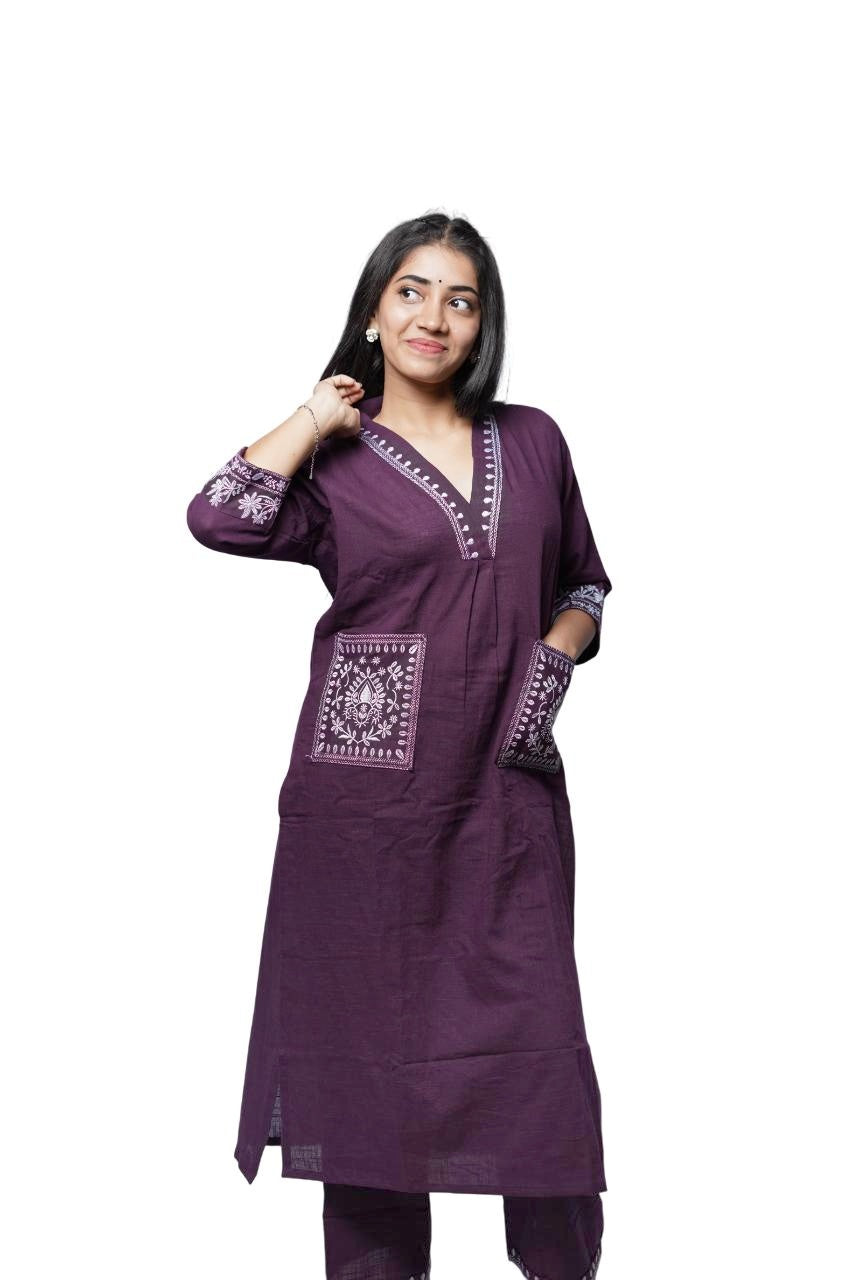 ISHNA Plum Heritage Co-ord Set