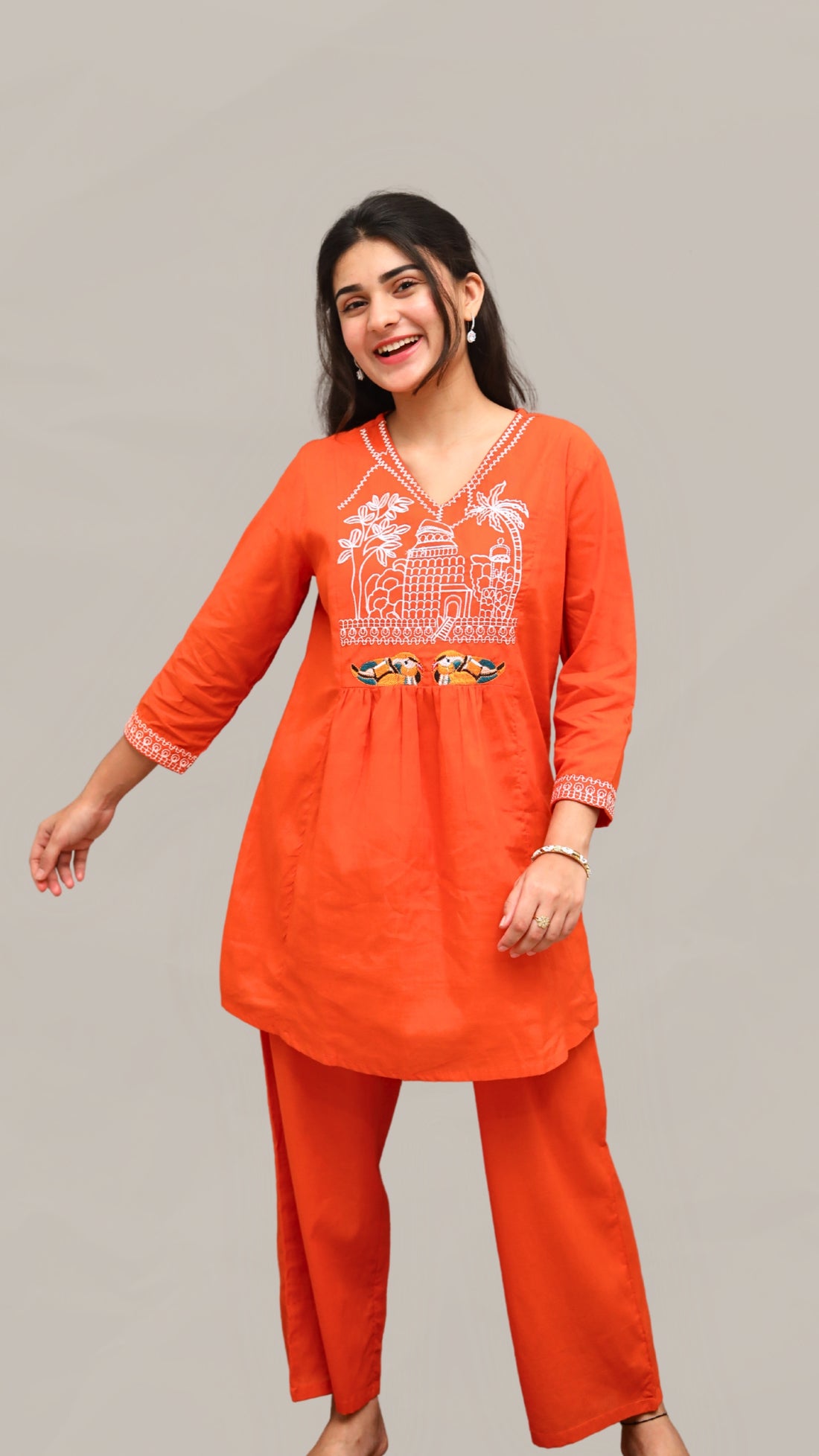 ISHNA Orange  Heritage co-ord set