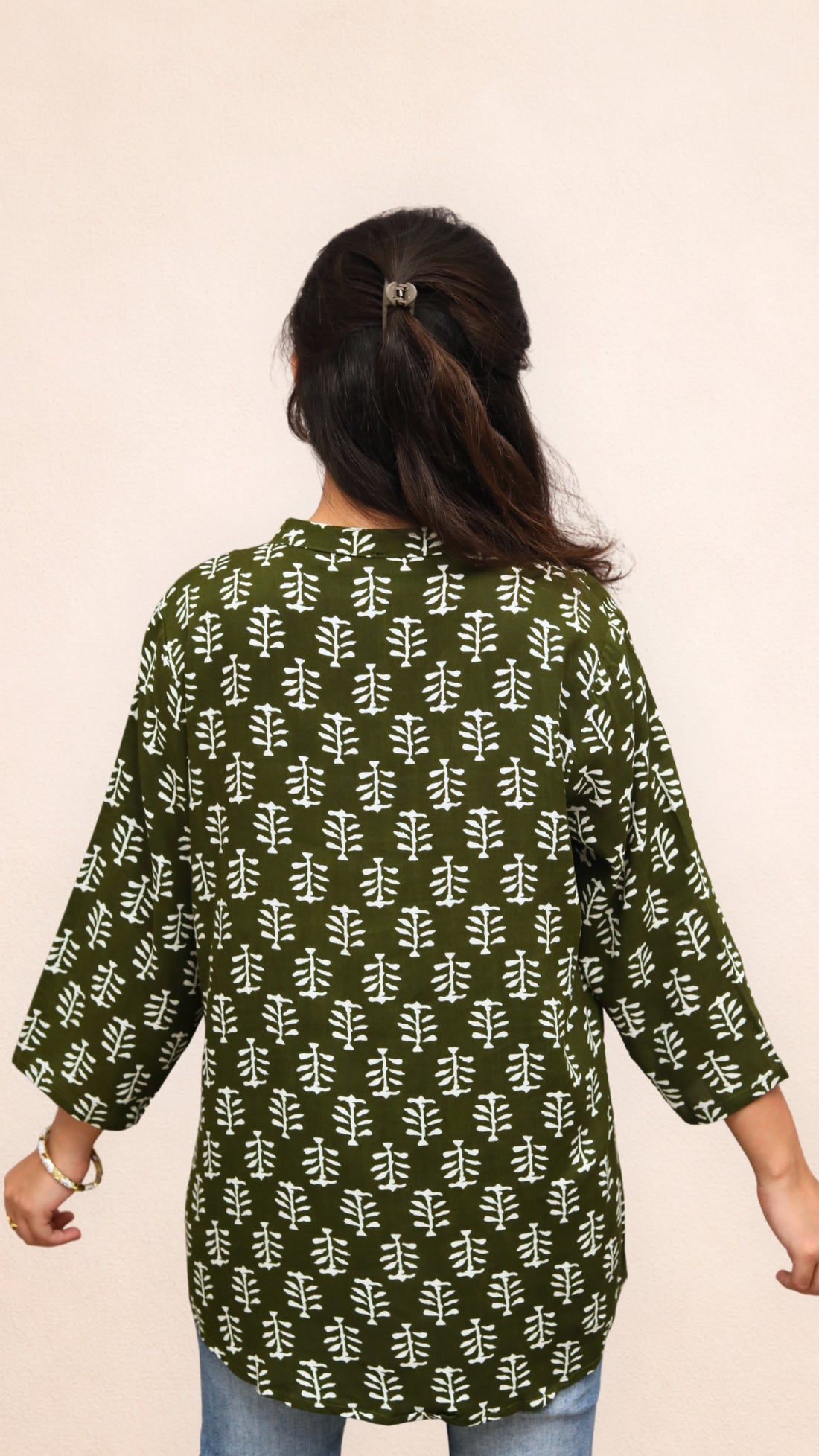 Aranya Olive Aline Collar Short Kurti