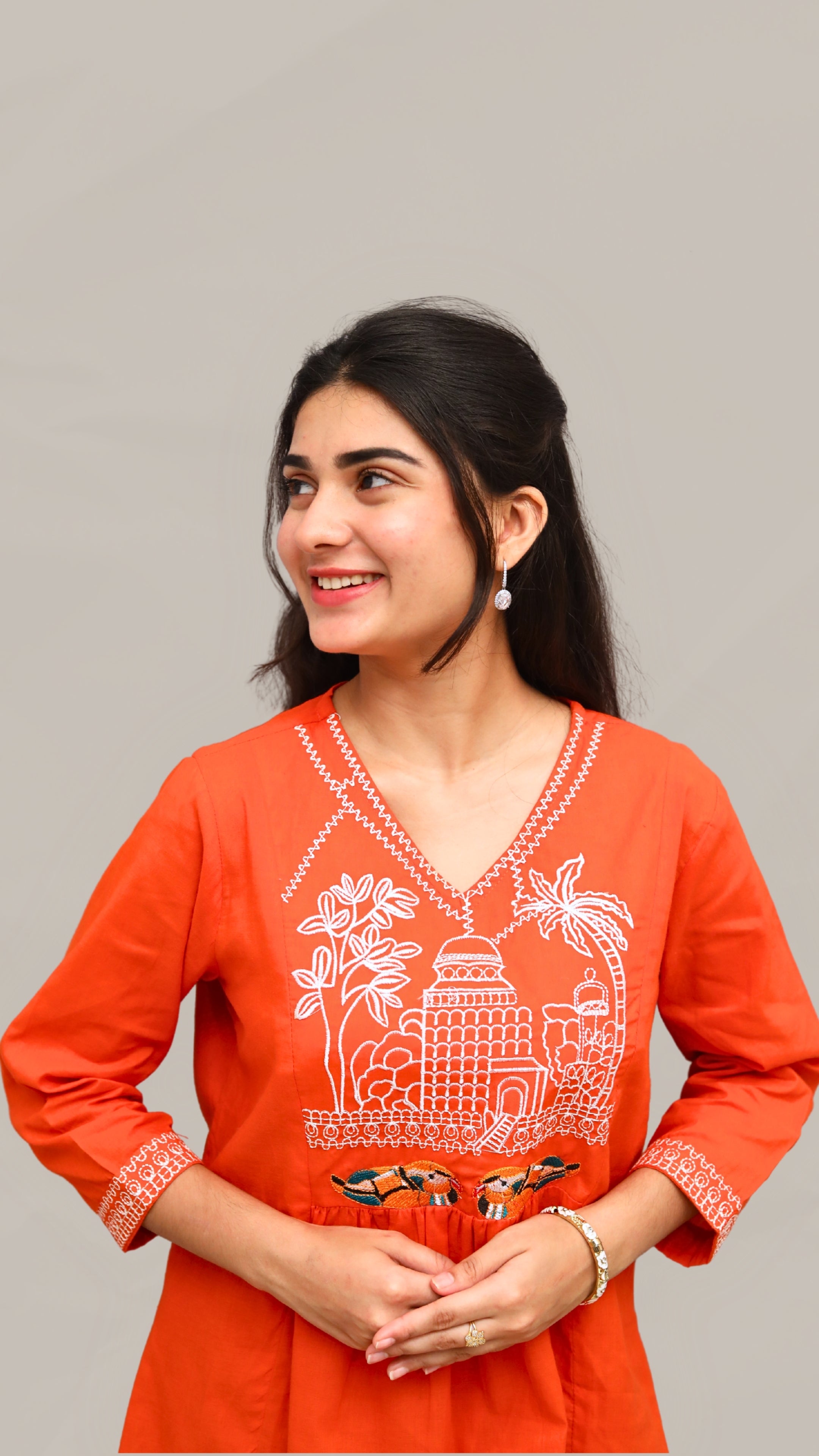 ISHNA Orange  Heritage co-ord set