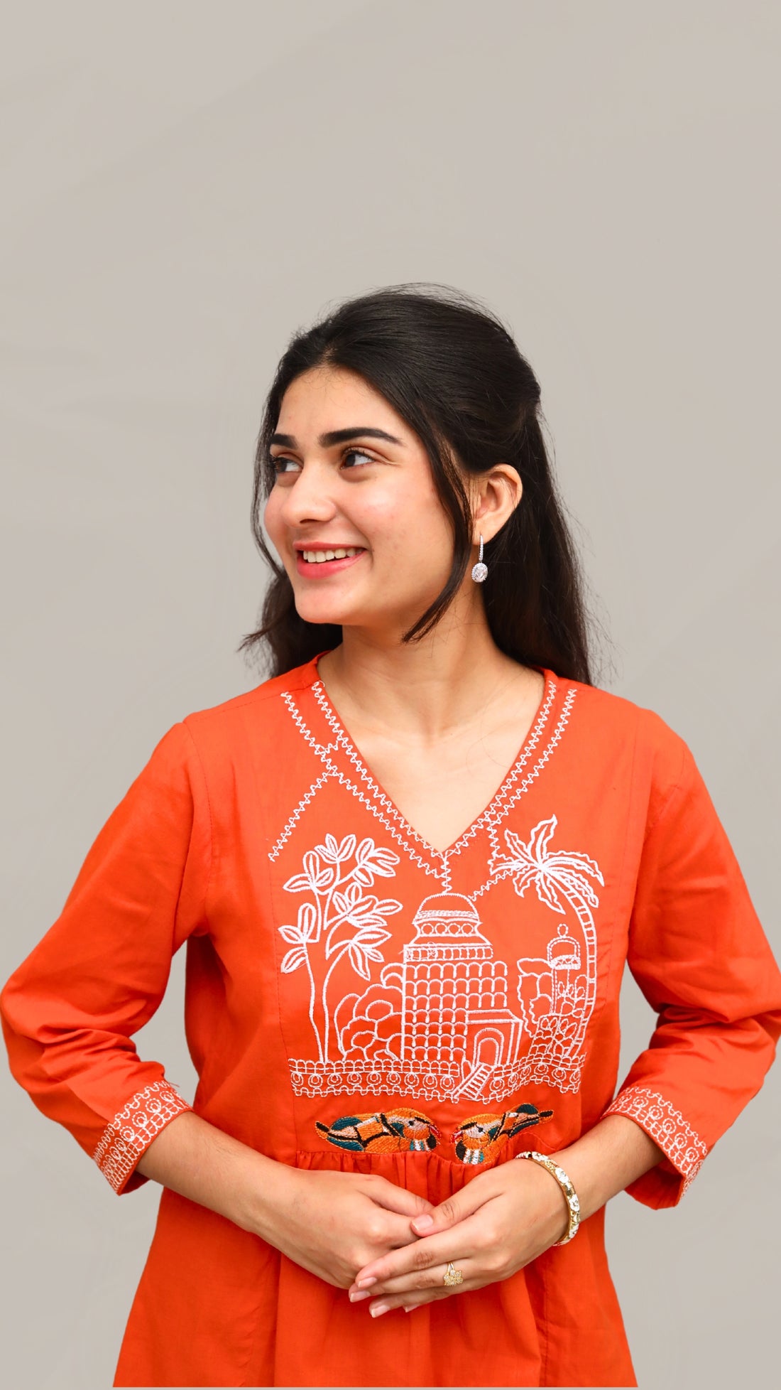 ISHNA Orange  Heritage co-ord set