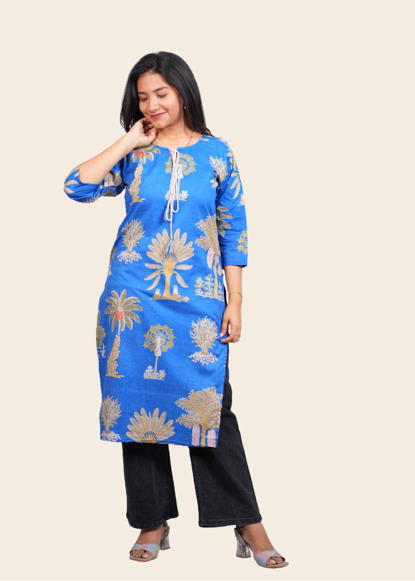 Neelvan Blue Motif Kurti