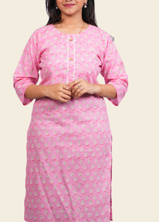 Blush Bloom Cotton Kurti