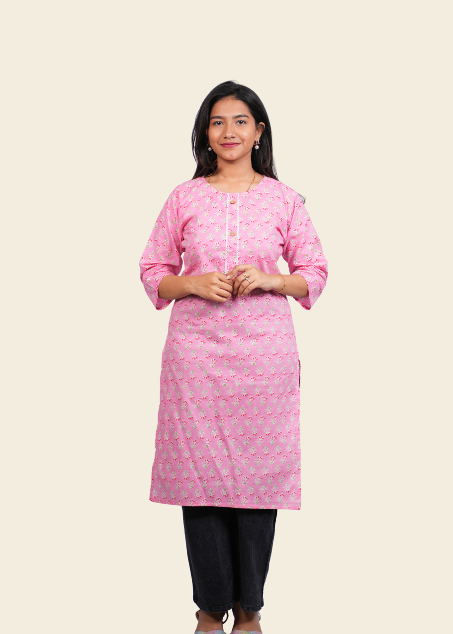 Blush Bloom Cotton Kurti