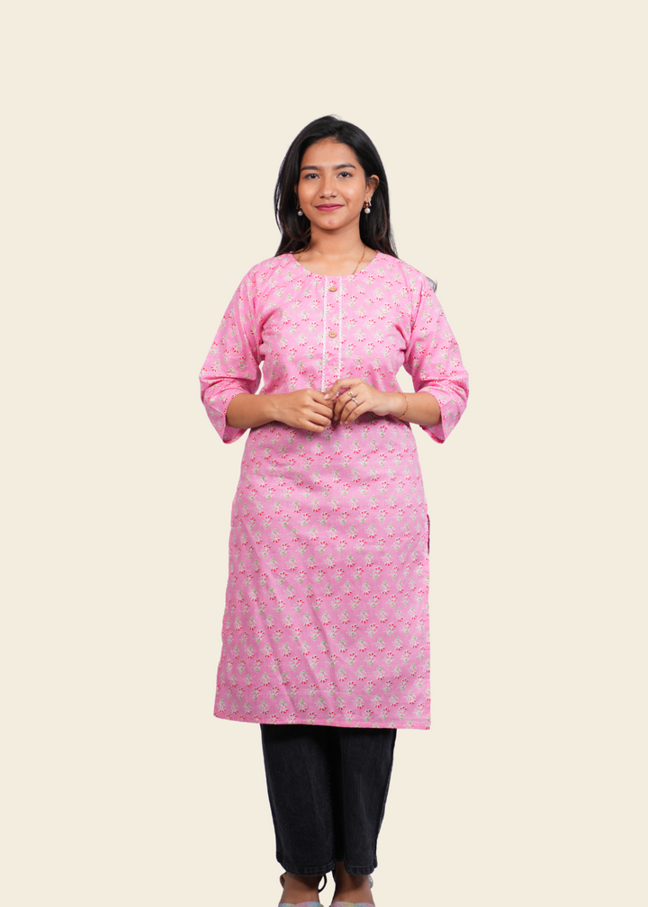 Blush Bloom Cotton Kurti