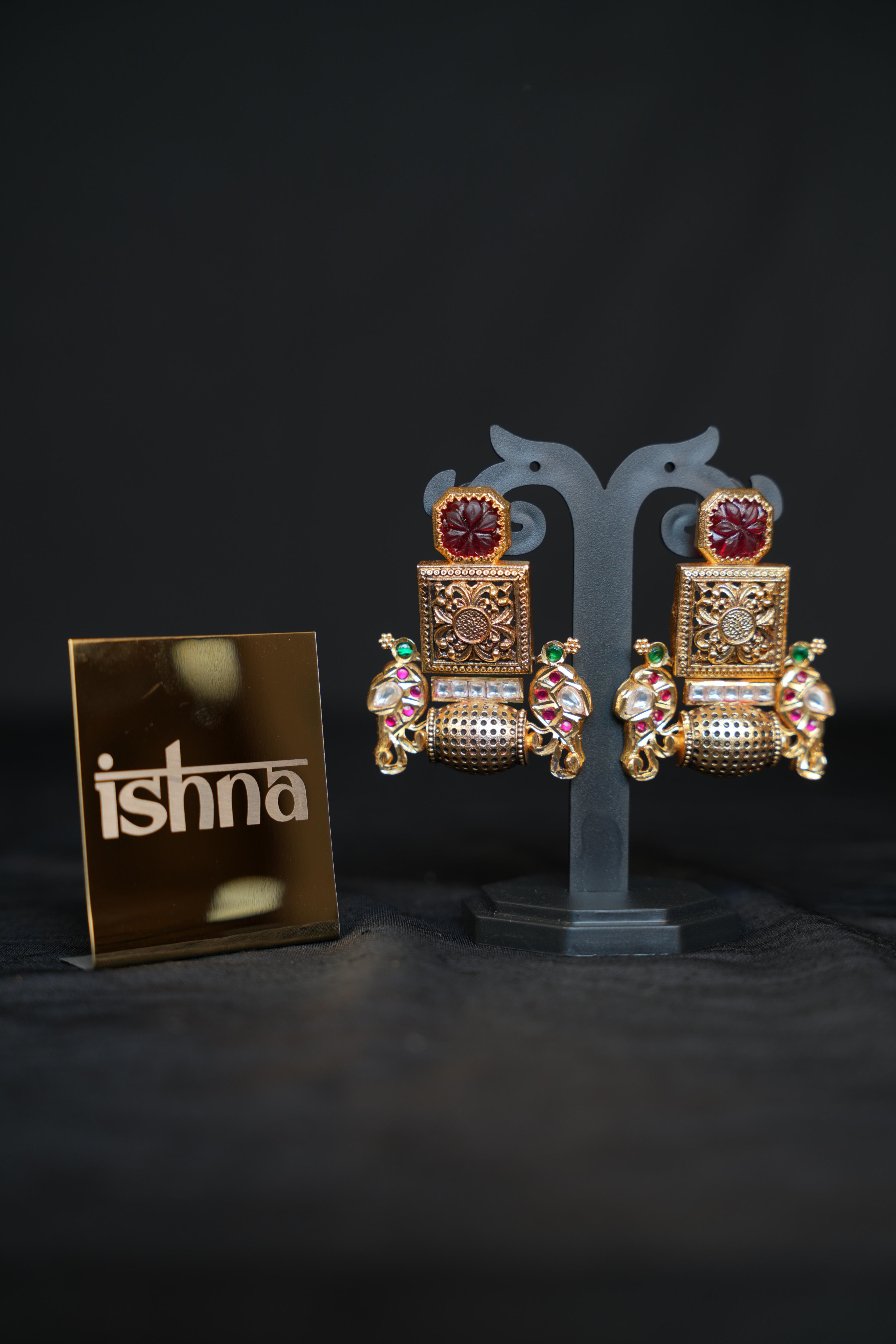 Antique Heritage Temple Pillar Earrings