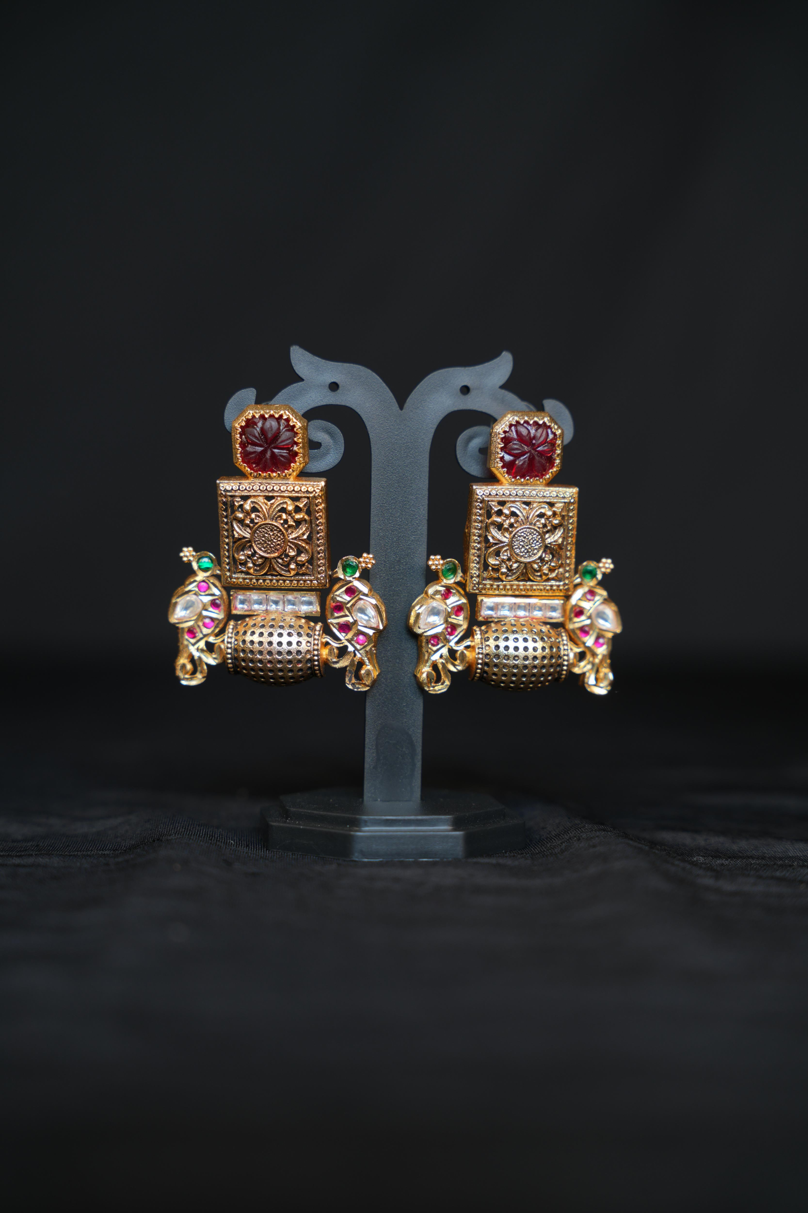 Antique Heritage Temple Pillar Earrings