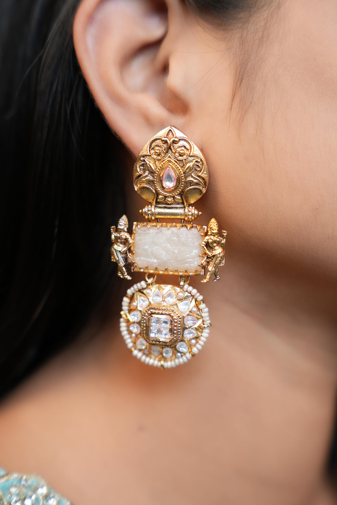 Antique Gold Lakshmi Temple Earrings