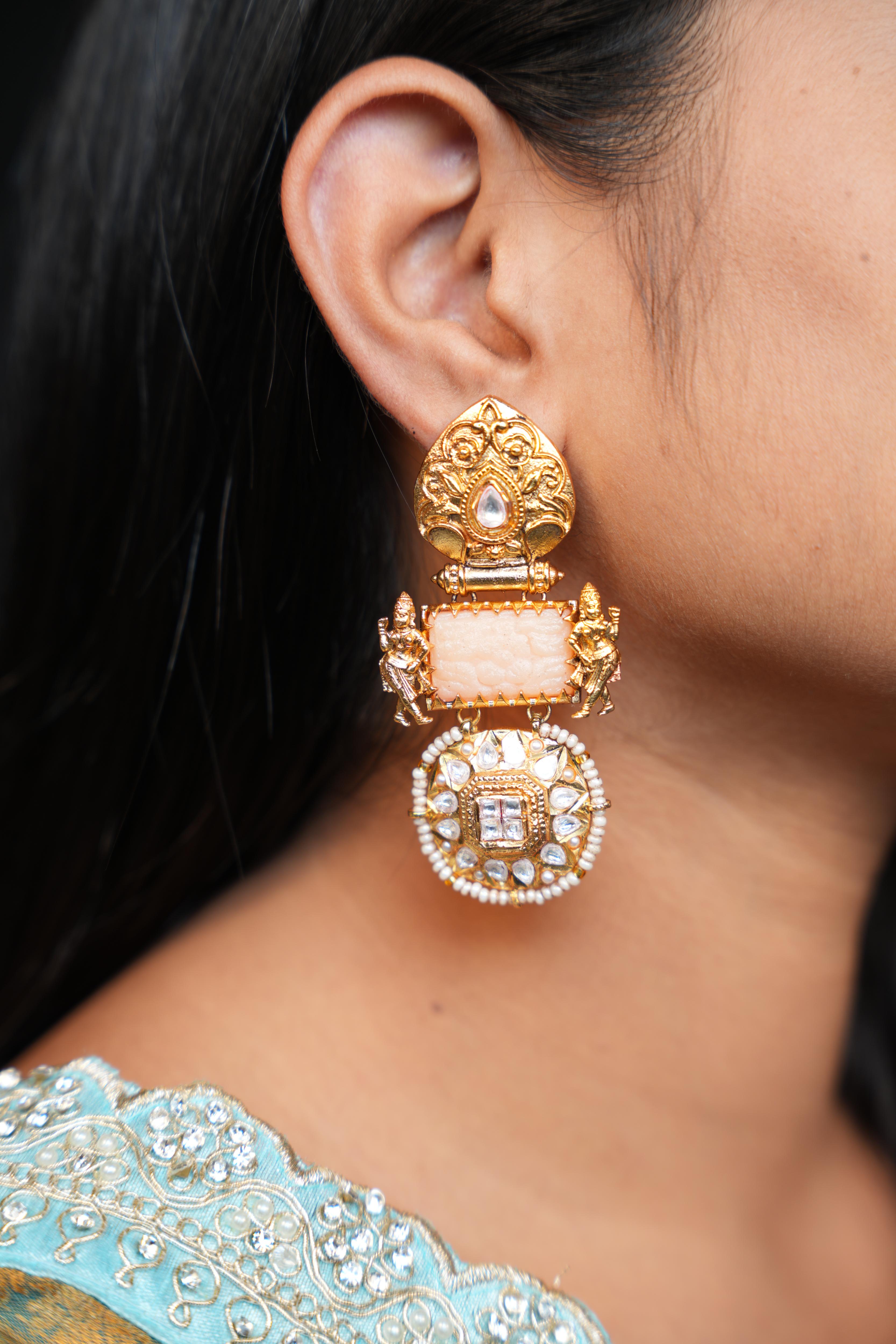Antique Gold Lakshmi Temple Earrings