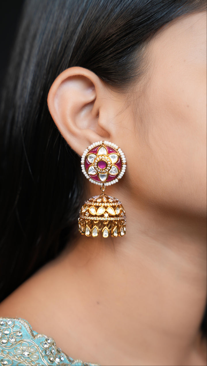 ISHNA Ruby Bloom Kundan Jhumkas