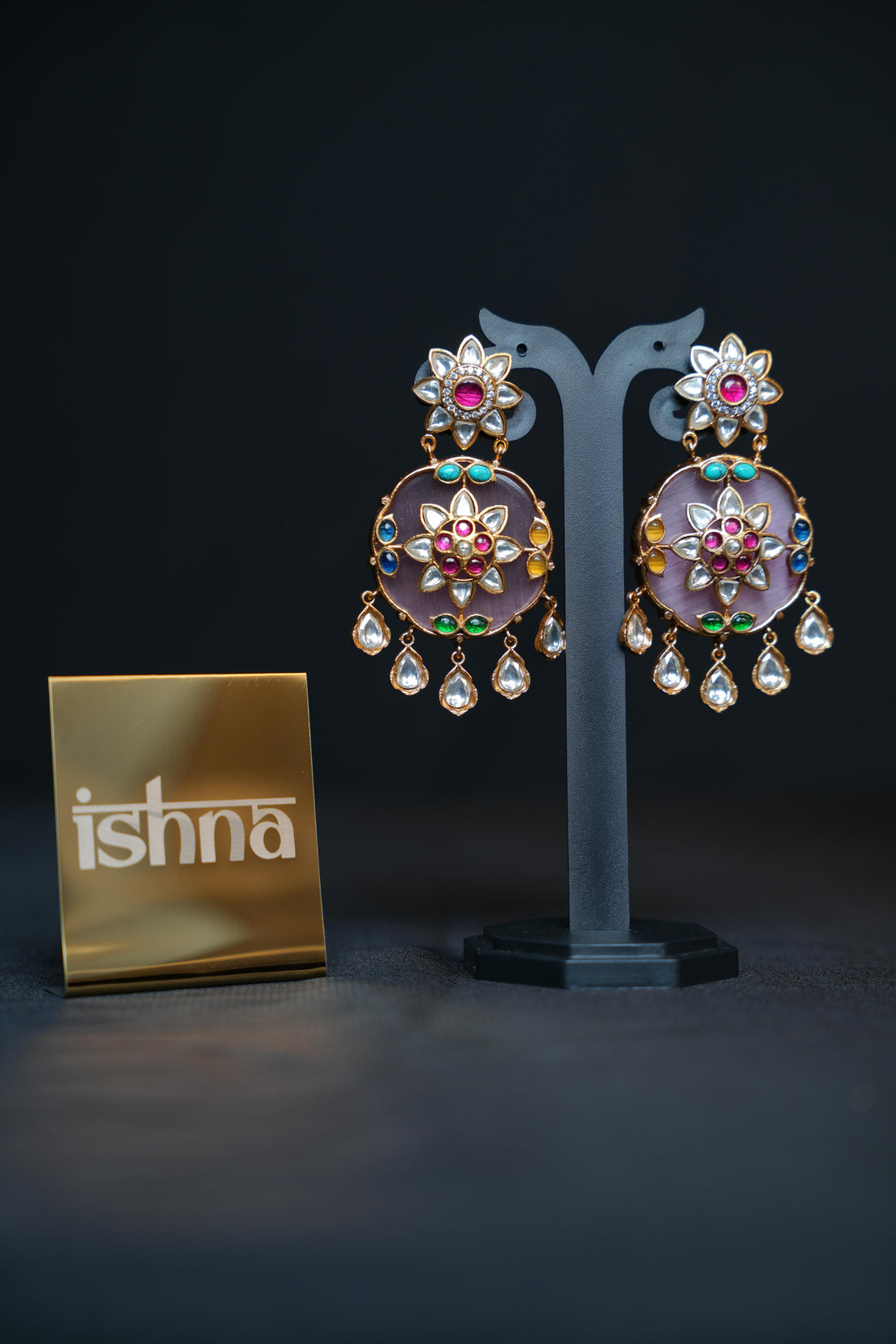 Regal Jade Oval Kundan Earrings