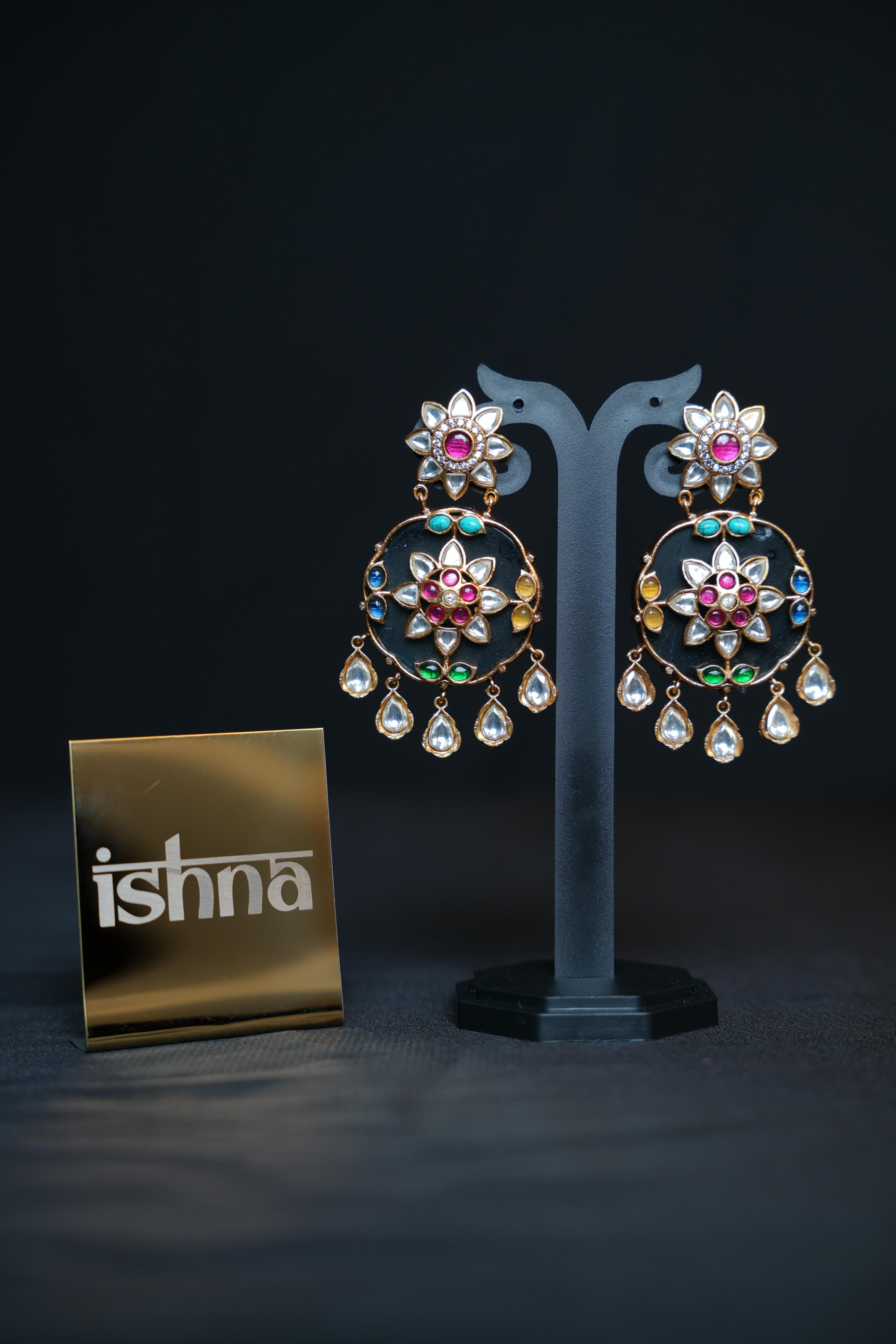 Regal Jade Oval Kundan Earrings