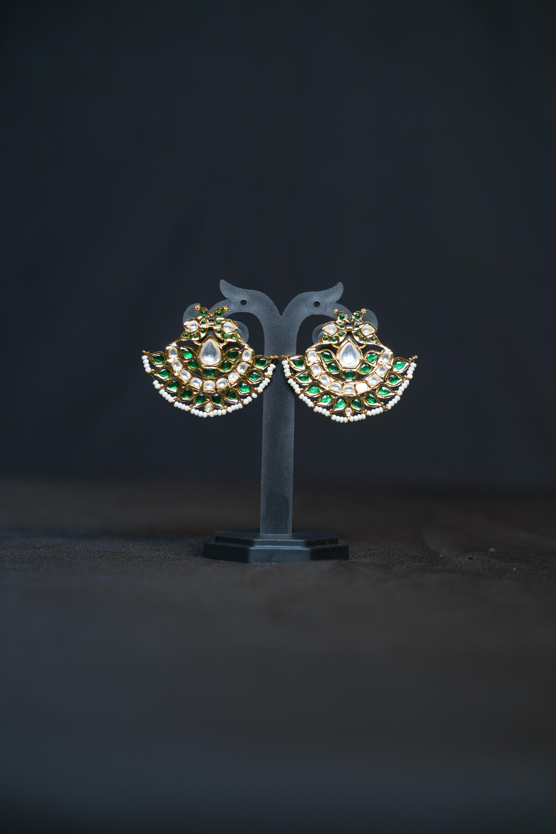 Gulabi Kundan Chandbali Earrings