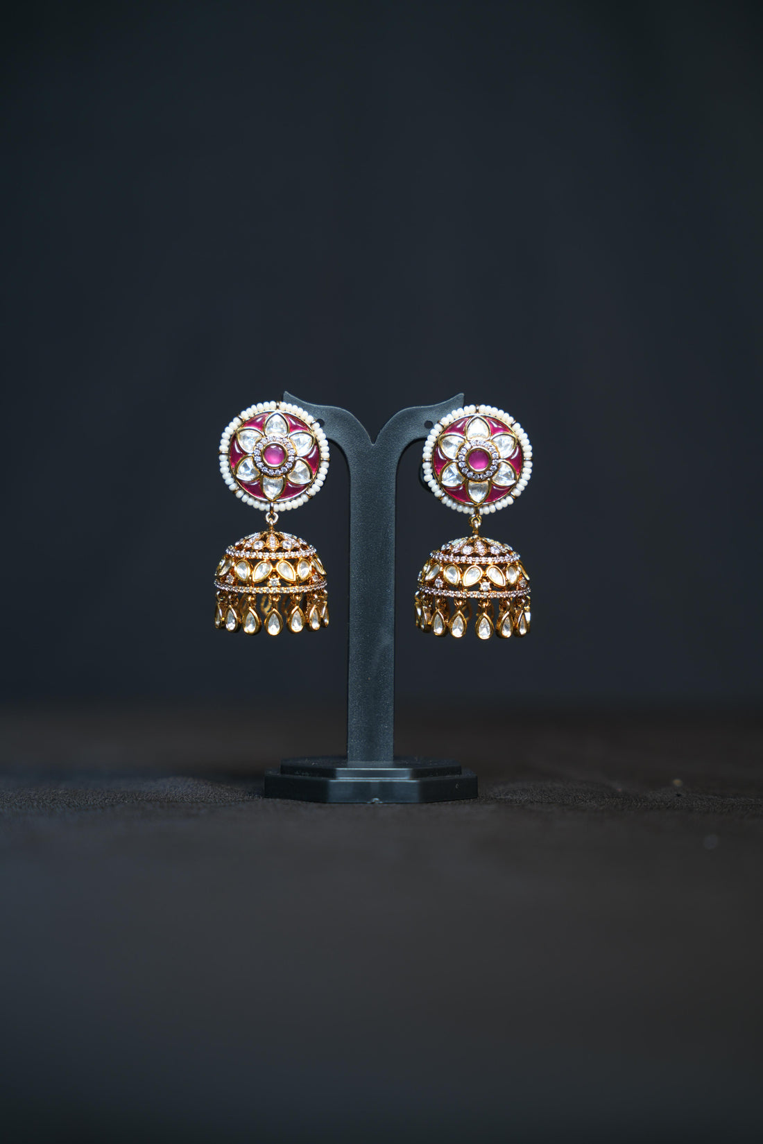 ISHNA Ruby Bloom Kundan Jhumkas