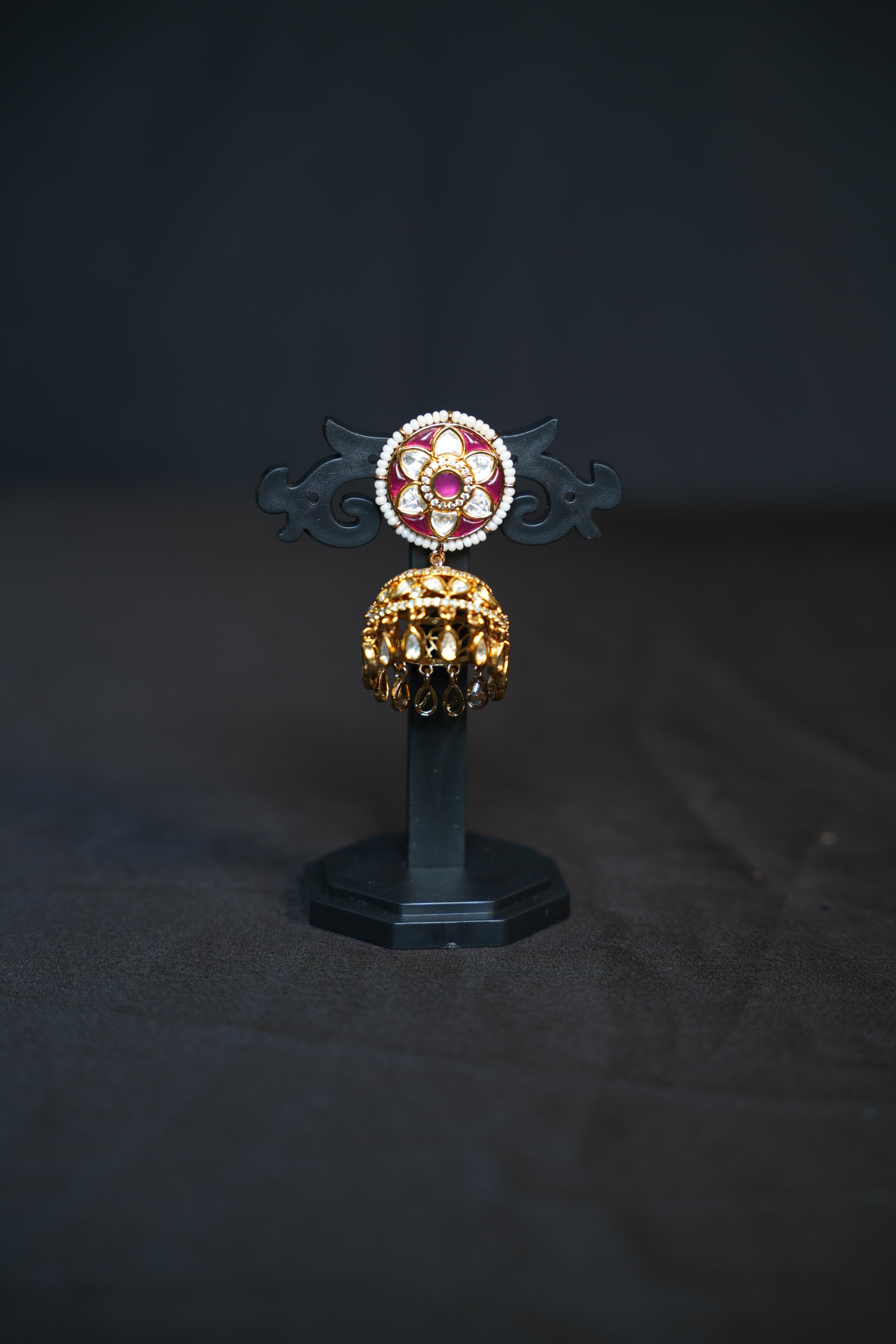 ISHNA Ruby Bloom Kundan Jhumkas