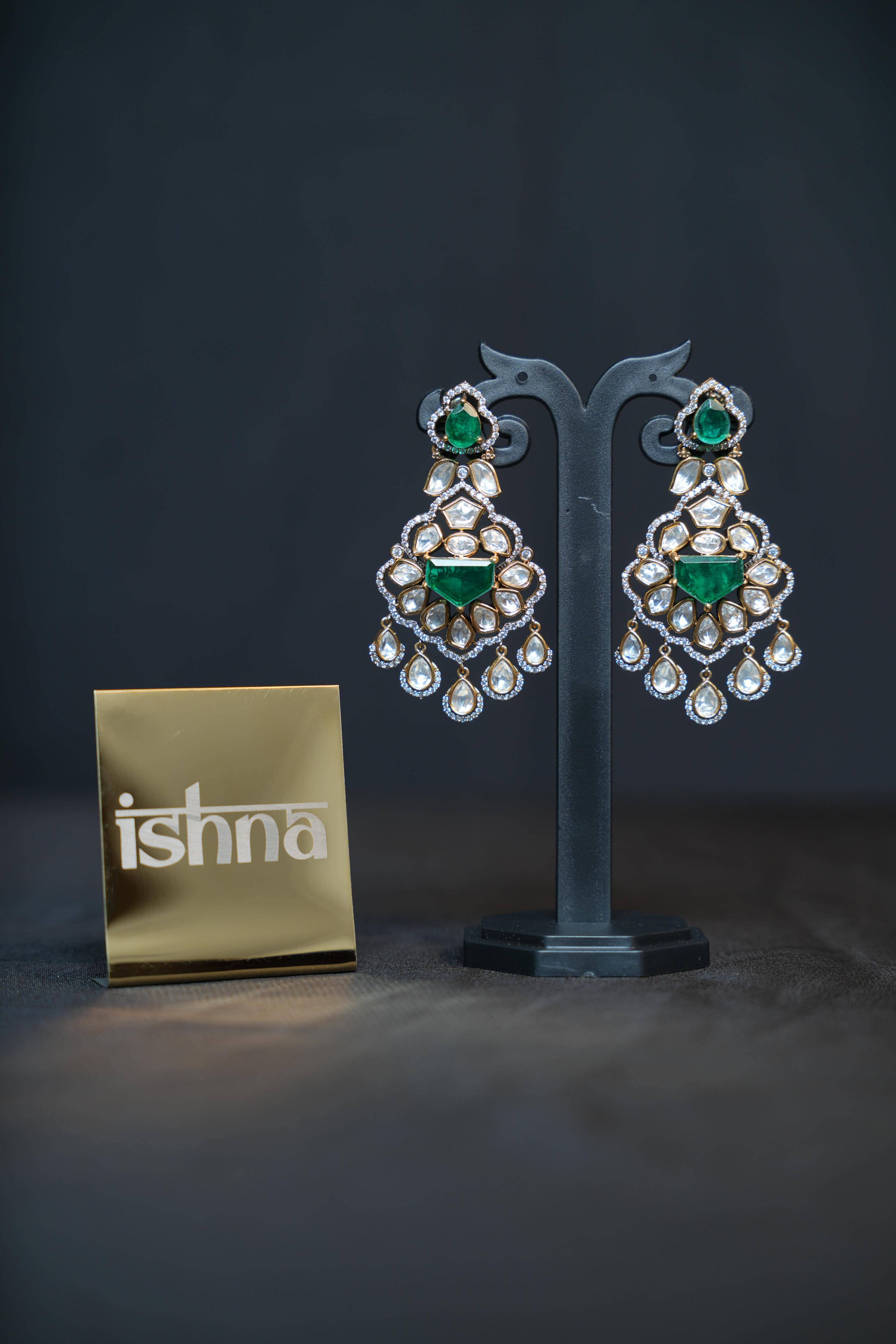 Emerald Royal Kundan Chandbali Earrings