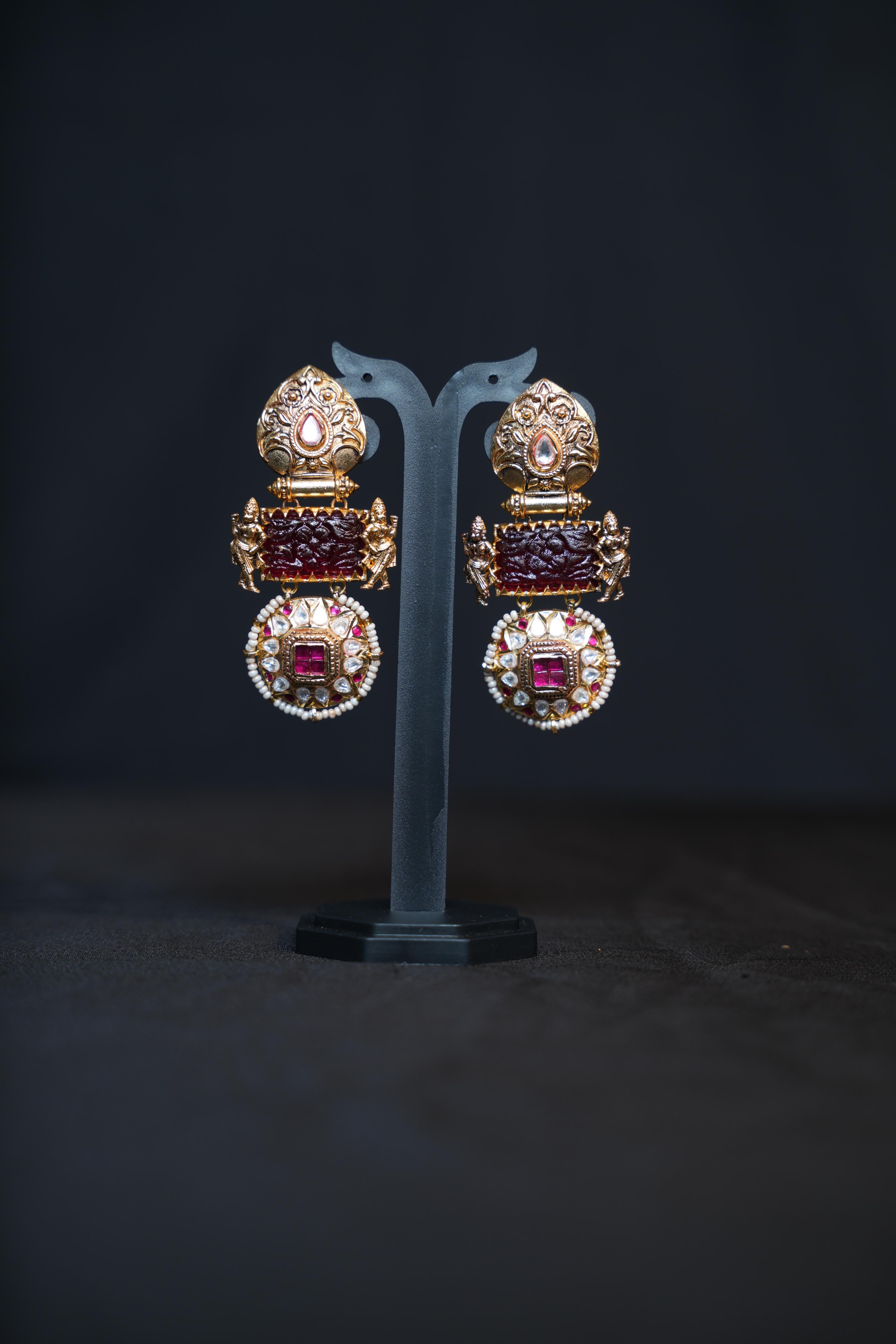 Antique Gold Lakshmi Temple Earrings