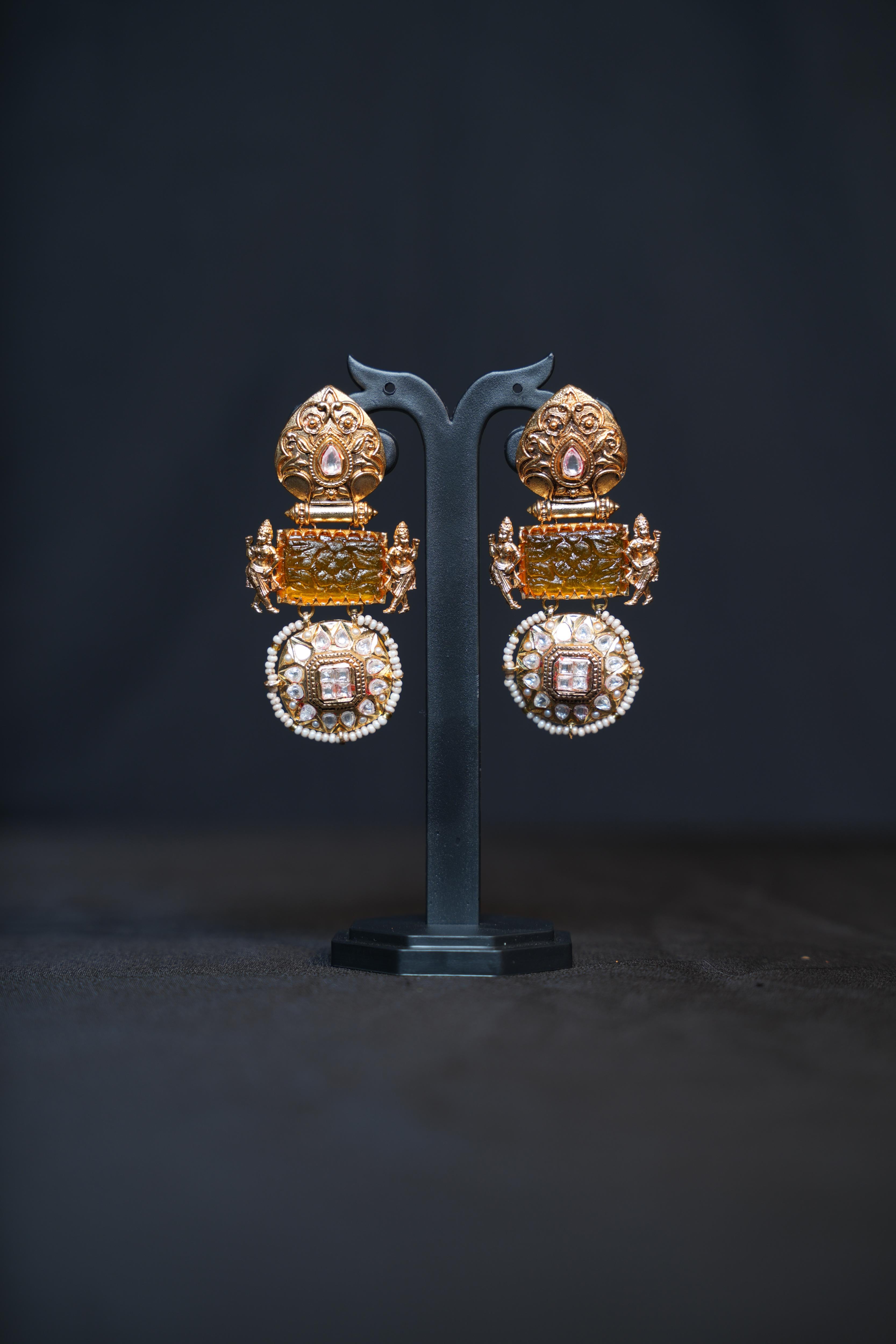 Antique Gold Lakshmi Temple Earrings