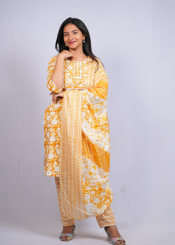 Mustard Meadow Kurti Set