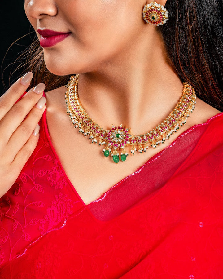 Kumuda Ruby Jadau Kundan Neck set