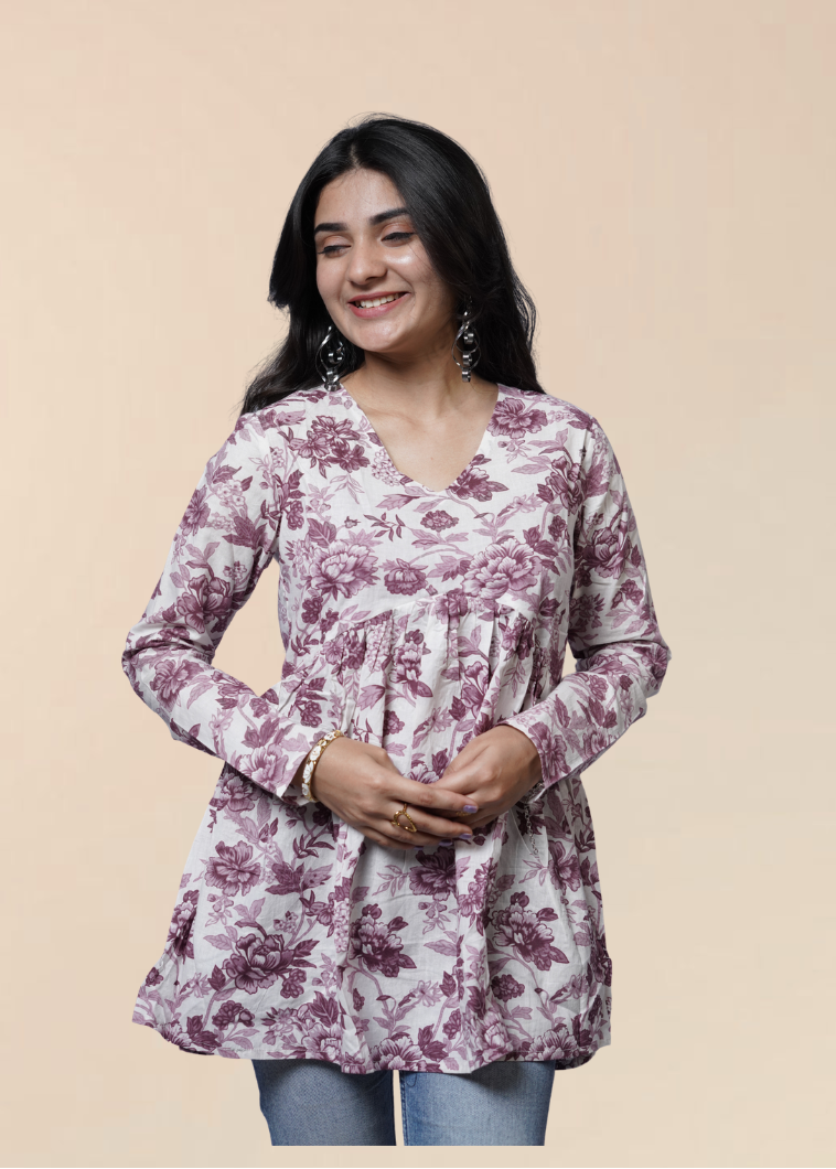 Mauve Bloom Peplum Top