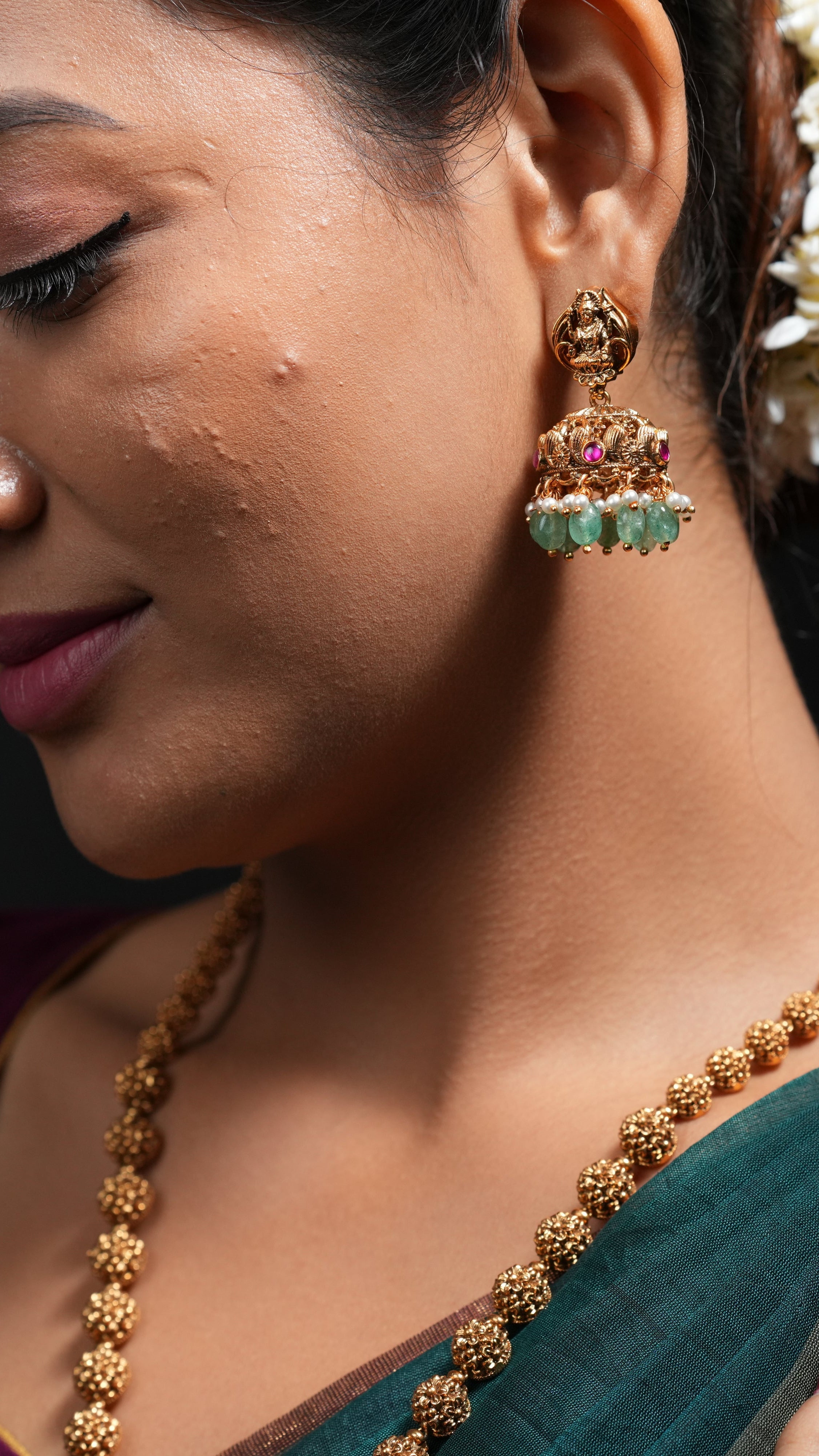 Emerald Grace Lakshmi Antique Haaram Set