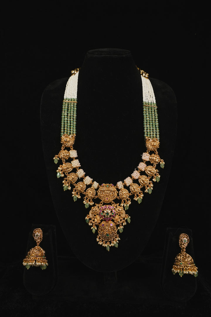 Royal Empress Golden Pearl  Haaram Set
