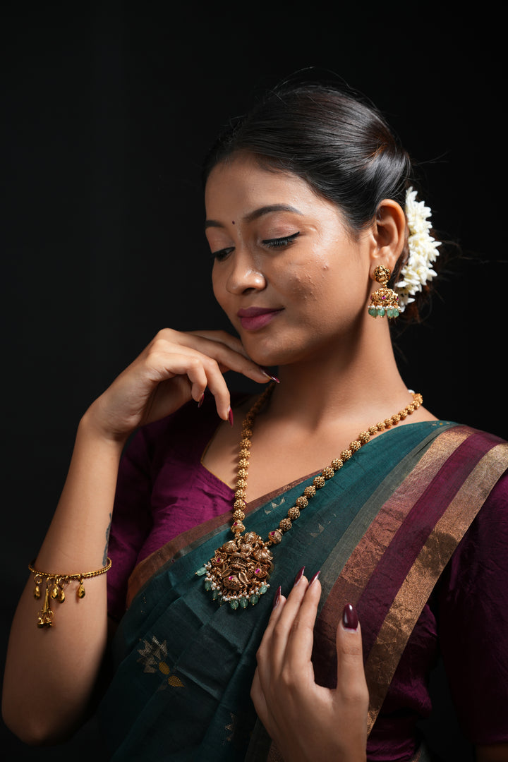Emerald Grace Lakshmi Antique Haaram Set