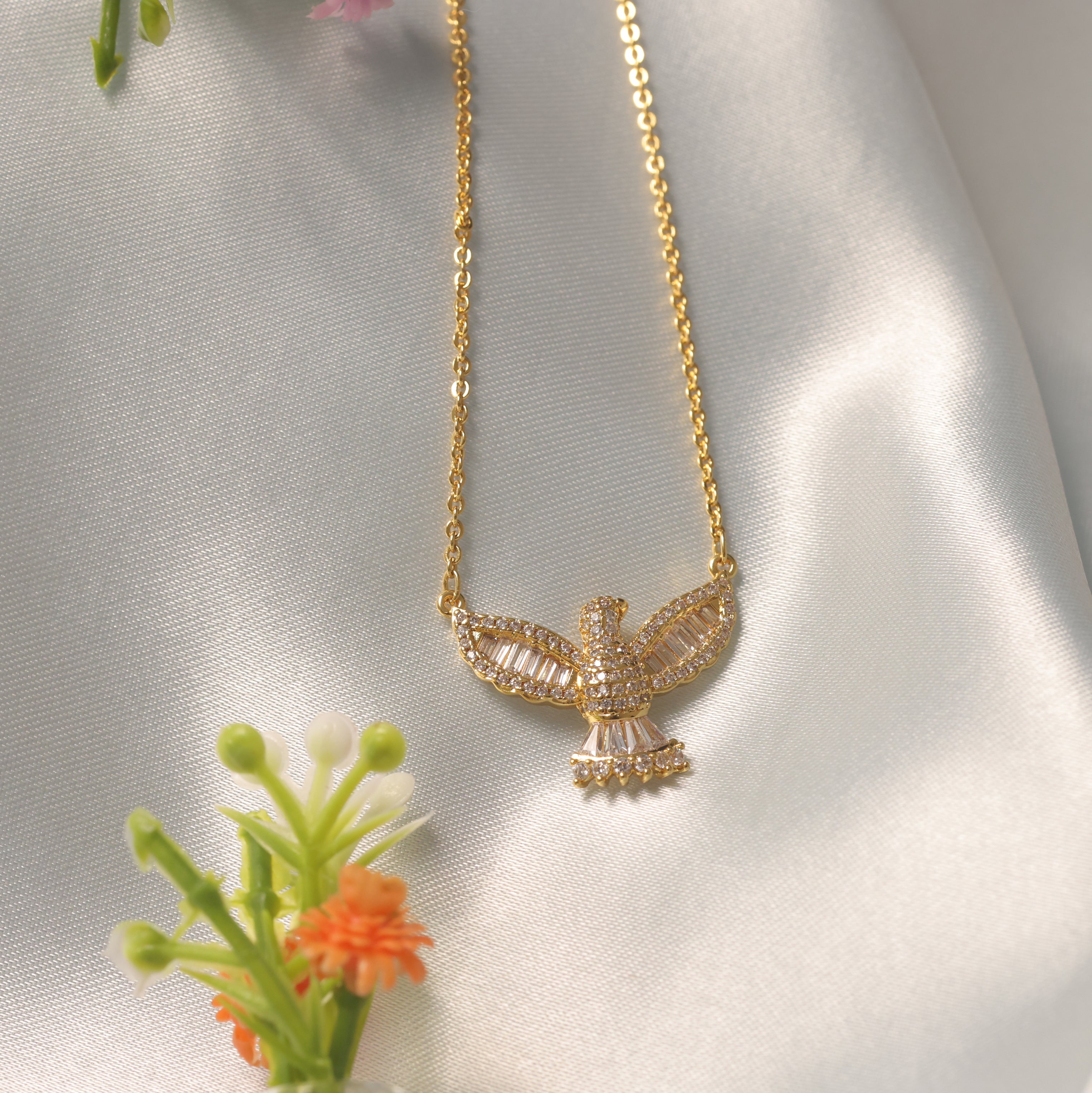 92.5 Silver  Ishna Seraphine Spark Crystal Pendant Chain
