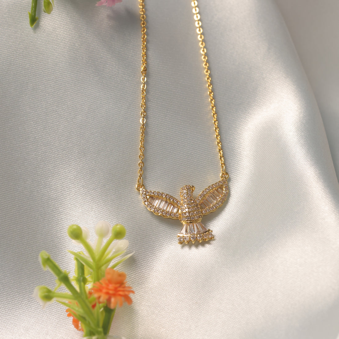 92.5 Silver  Ishna Seraphine Spark Crystal Pendant Chain