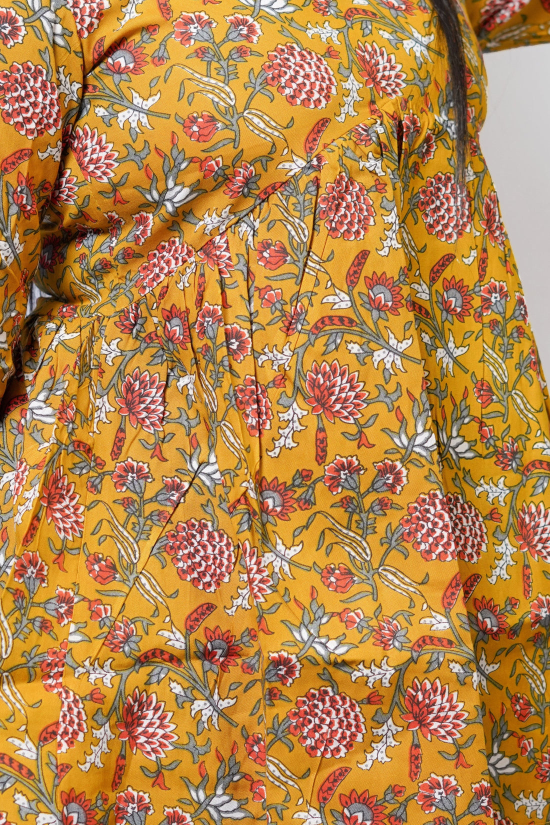 Mustard Meadow Printed Peplum Top