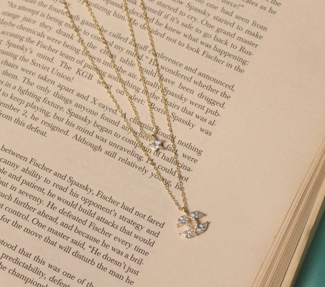 92.5 Silver Ishna Twilight Bloom Crystal Layered Chain