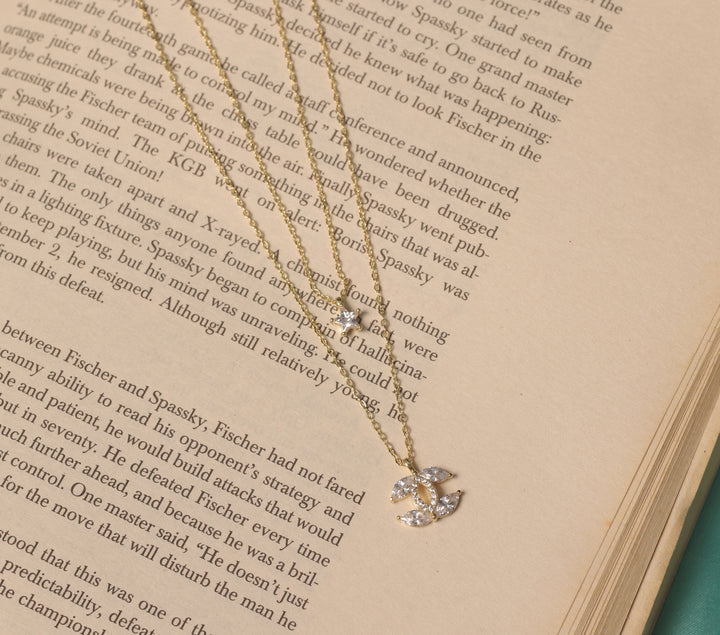 92.5 Silver Ishna Twilight Bloom Crystal Layered Chain