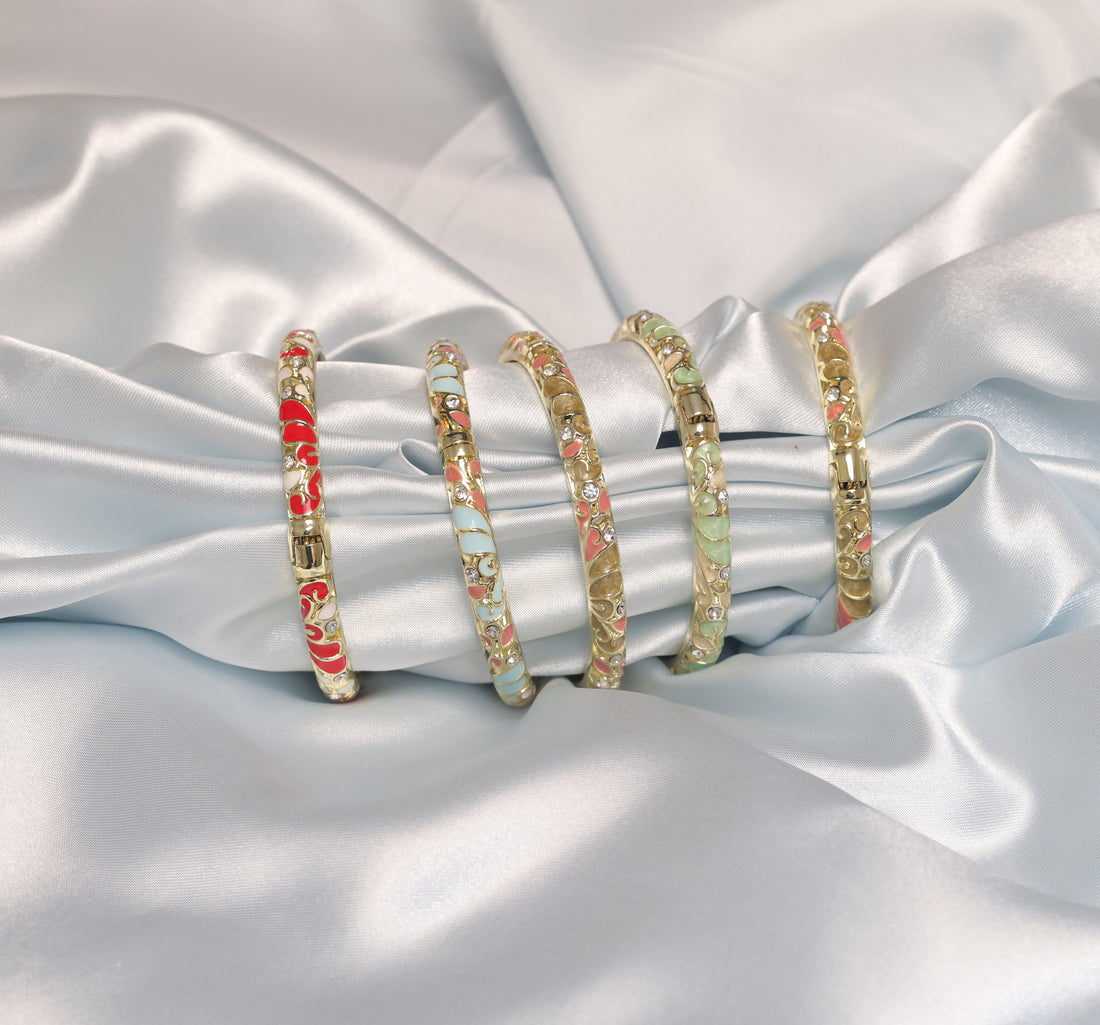 Serene Pastel Garden Enamel Bracelets