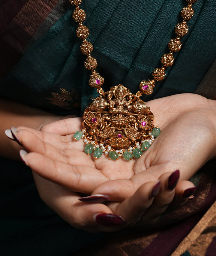 Emerald Grace Lakshmi Antique Haaram Set