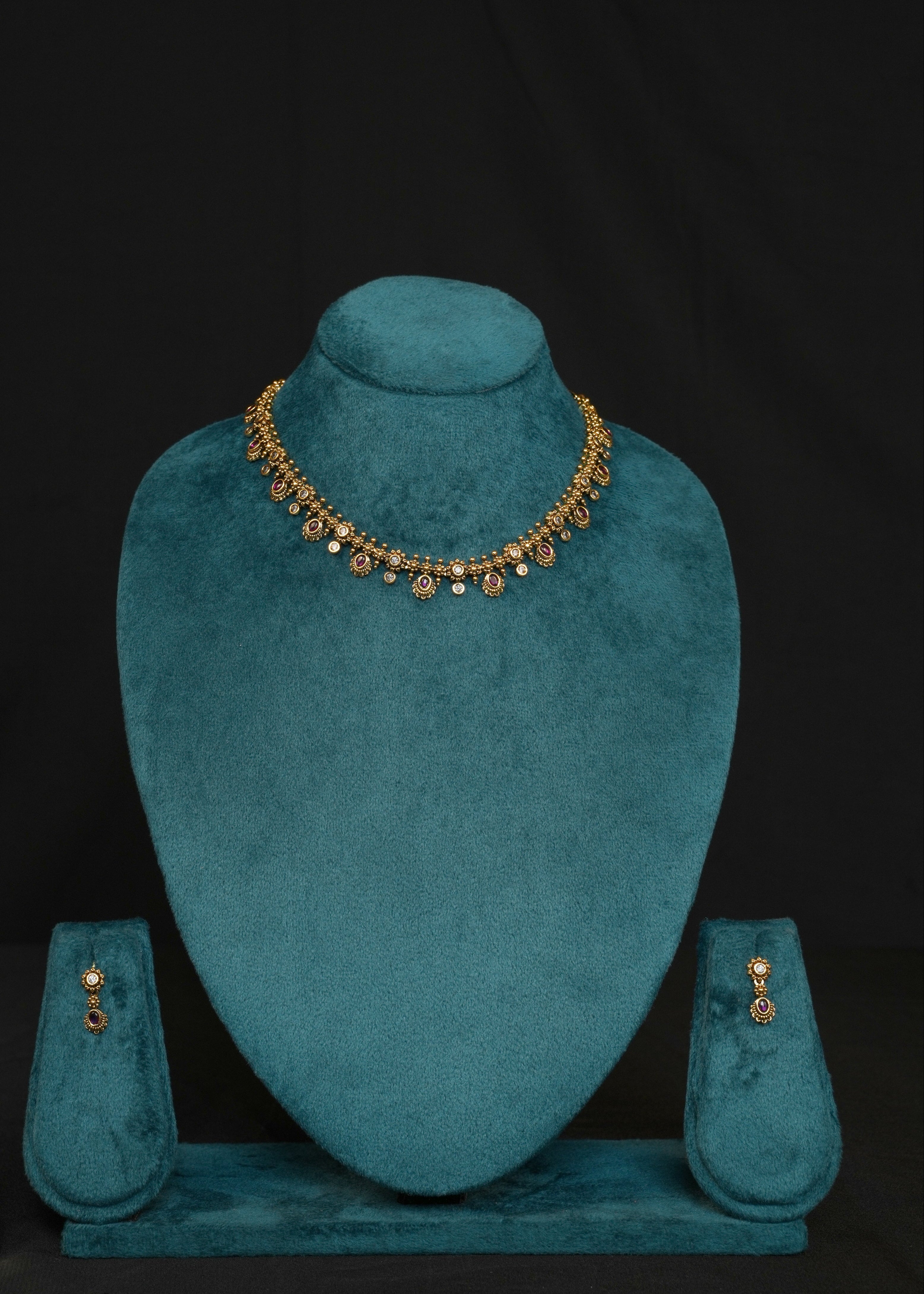 ISHNA Rajeshwari Ruby Temple Necklace Set