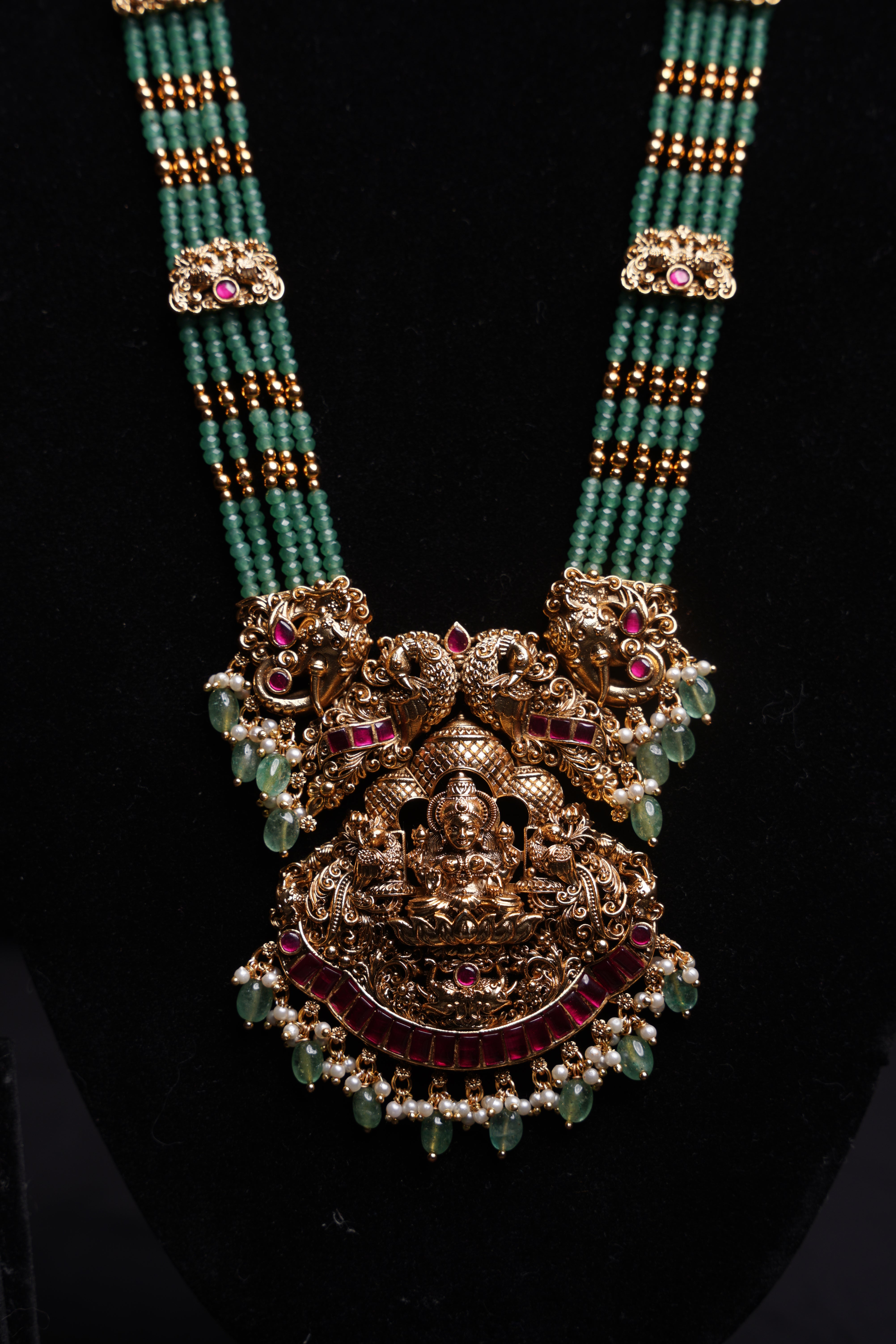 Ishna Mahalakshmi Emerald Majesty Haaram Set