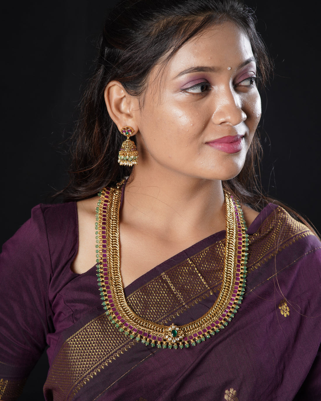 Ruby Jalebi swirl Long Haram Set