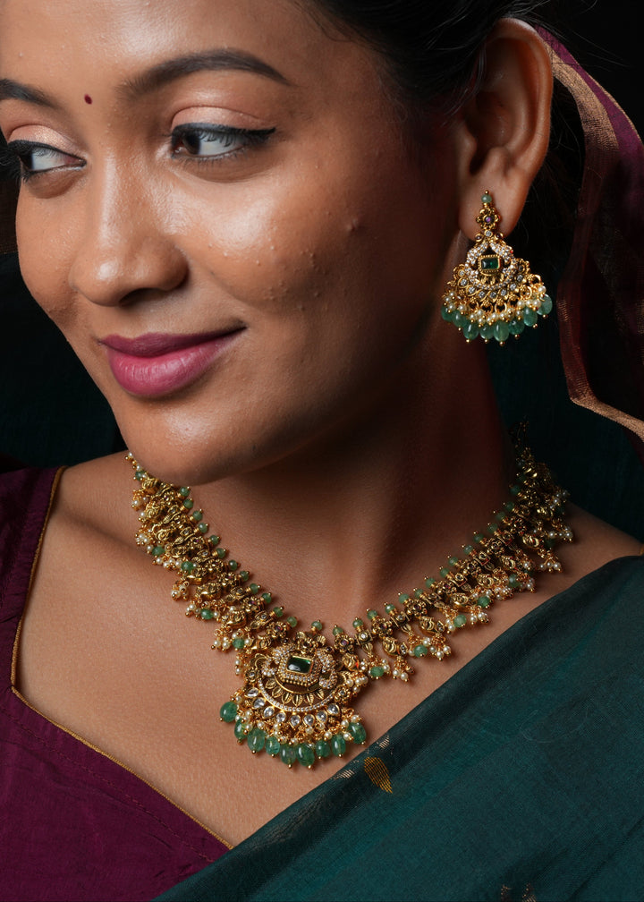 Emerald Antique Stone Necklace Set