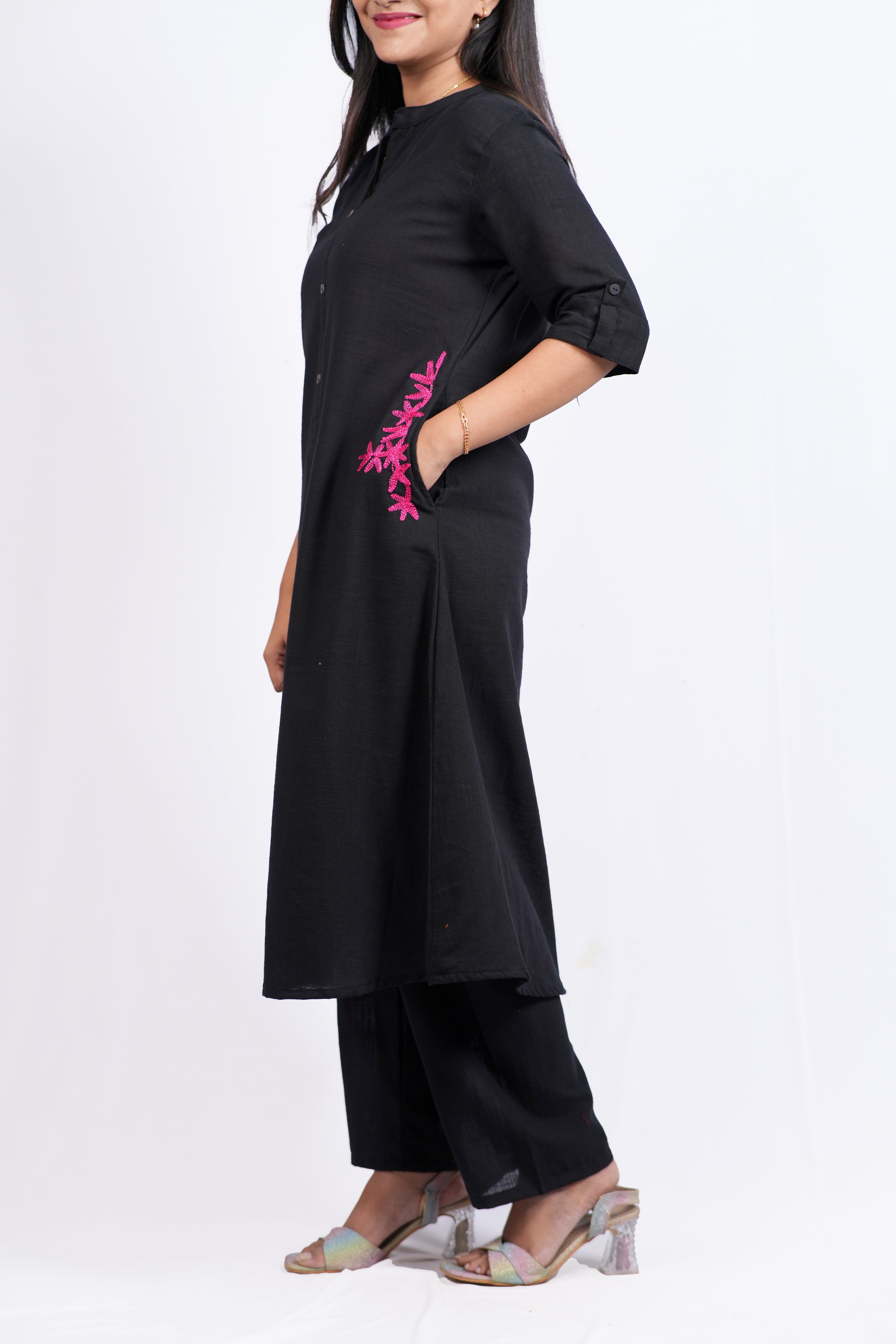 ISHNA Black with Embroidery  Co-ord Set