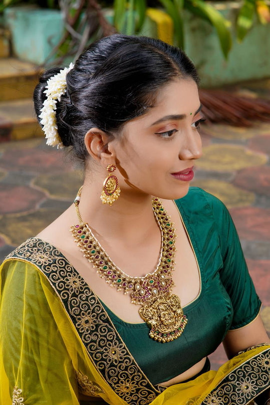 Goddess Lakshmi Ruby-Emerald Choker Set