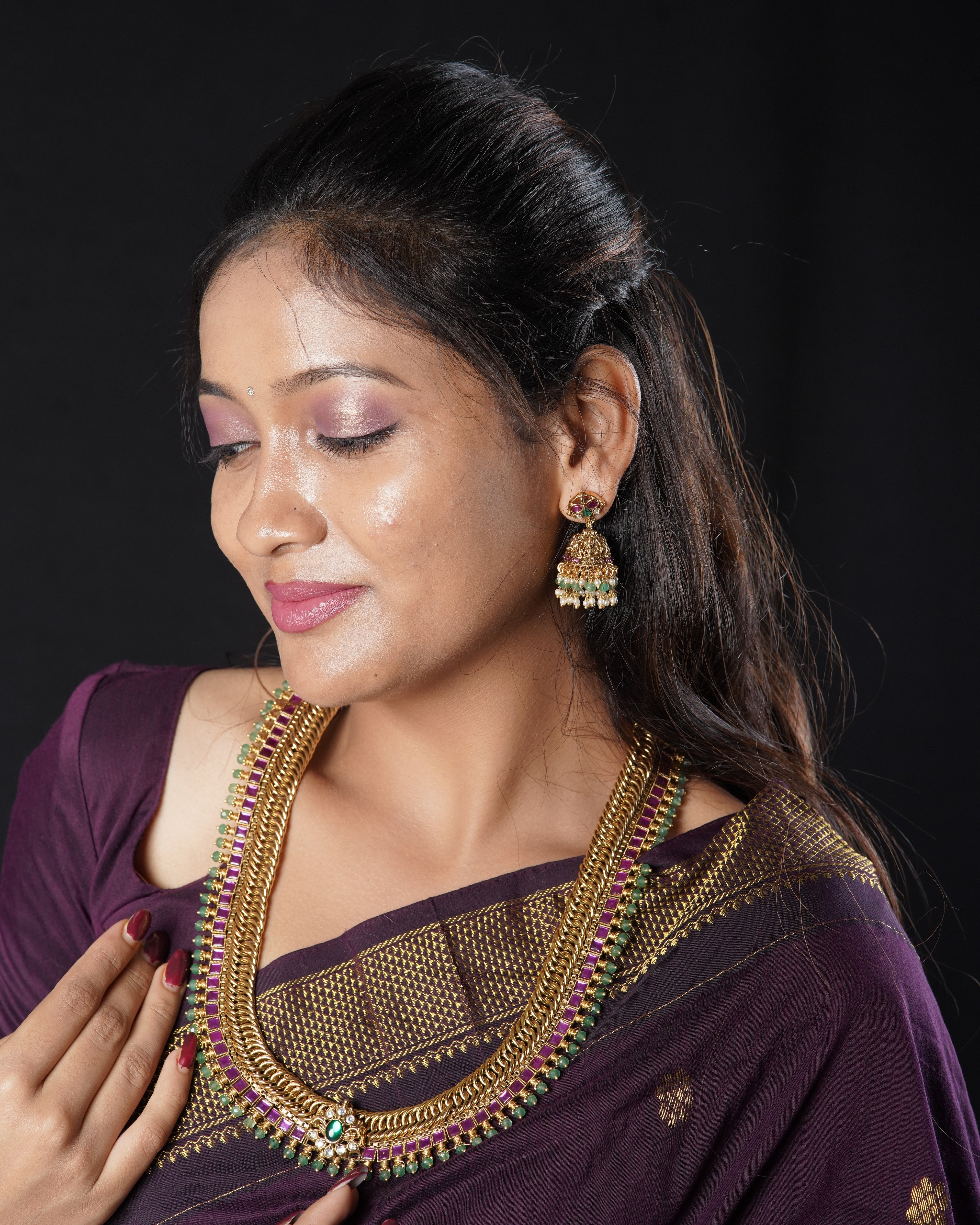 Ruby Jalebi swirl Long Haram Set